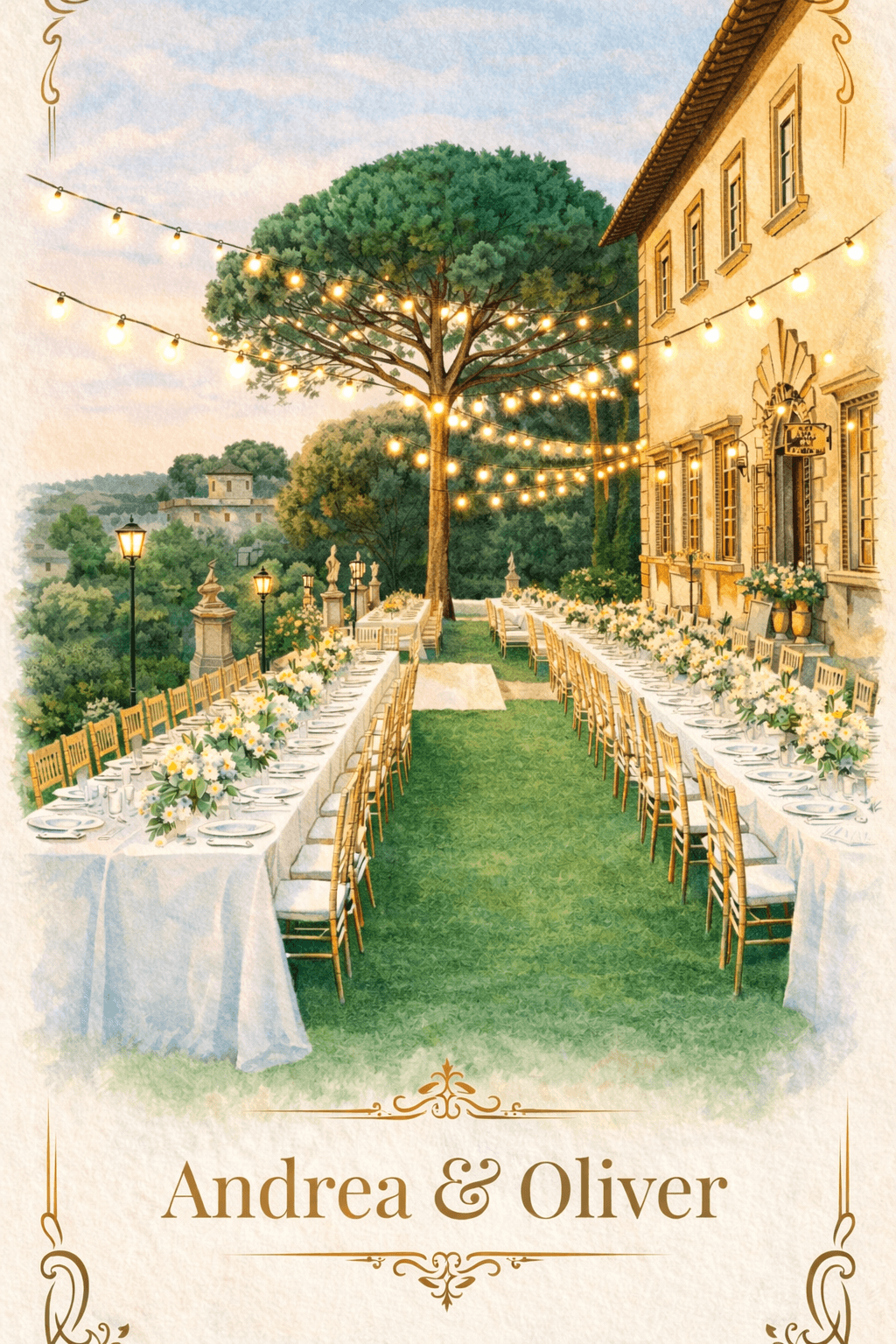 Toscan Nights wedding invitation preview
